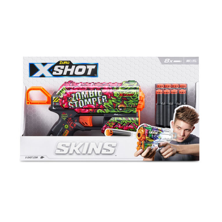 Zuru X-Shot Skins Flux Dart Blaster - Zombie Stomper (8 fléchettes)