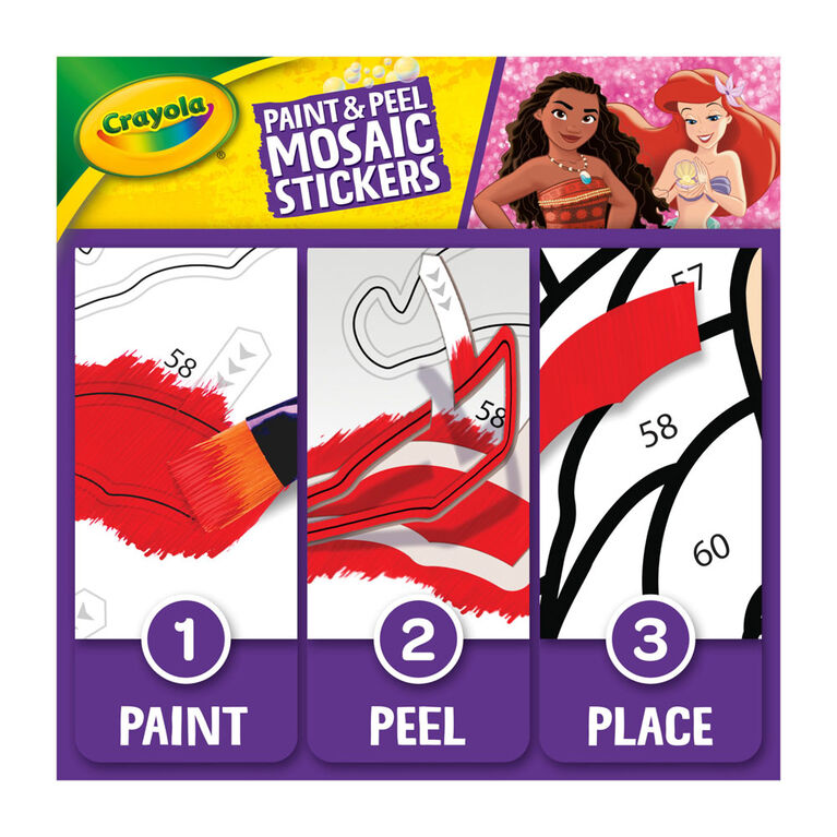 Trousse d'autocollants mosaïques Paint & Peel de Crayola, Princesses Disney