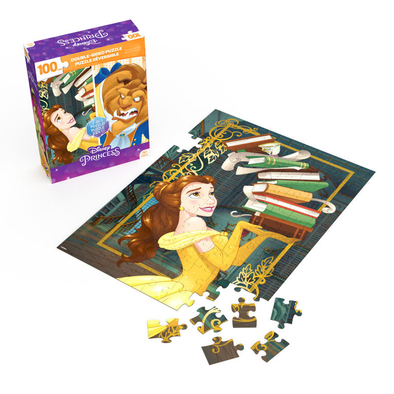 Disney Princess, Beauty and The Beast Belle 100-Piece Double-Sided Jigsaw Puzzle Disney Princess Toys Disney Puzzle