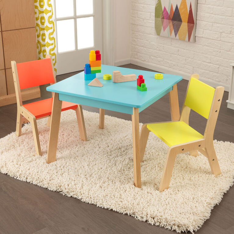 KidKraft - Ensemble table moderne + 2 chaises - Couleurs vives