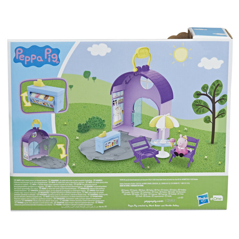 Peppa Pig Peppa's Club Peppa's Ice Cream Shop Preschool Playset Toy, Includes 1 Figure, 4 Accessories, Carry Handle
