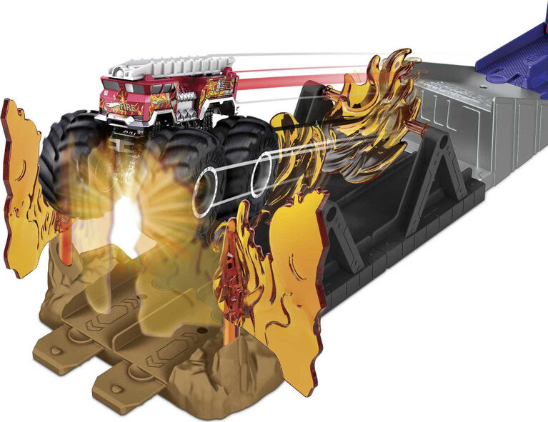 Hot Wheels Monster Trucks Fire Through Playset