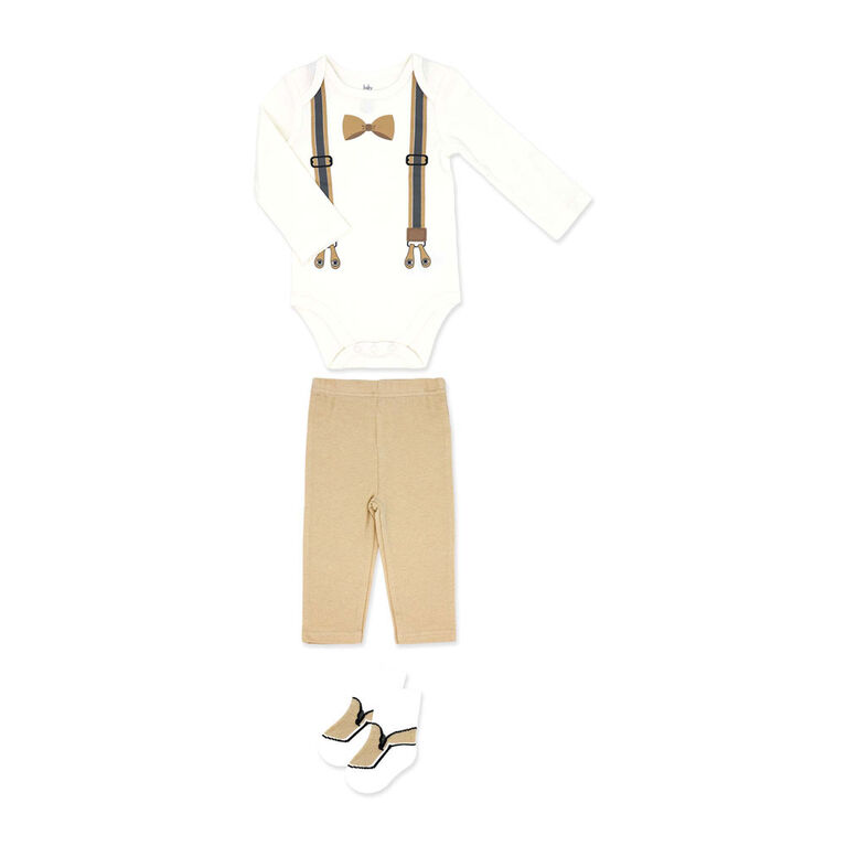 Baby Mode 3 Piece Dress-Up Set: Brown 3-6M