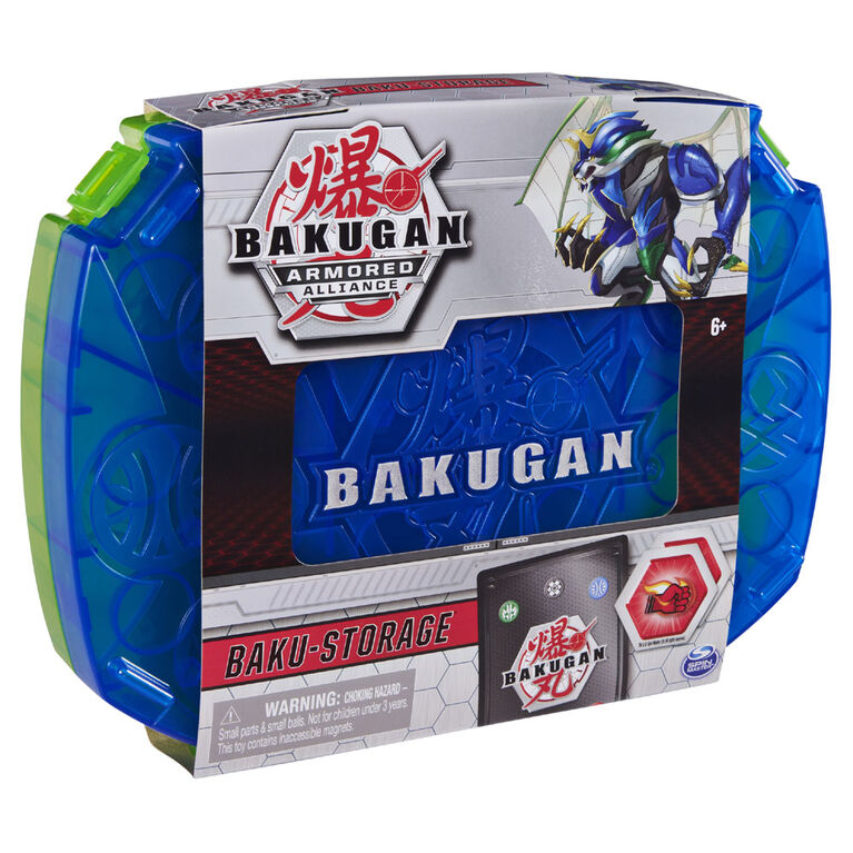 Bakugan, Mallette de rangement Baku-Storage avec figurine Fusion Hydorous x Batrix articulée à collectionner et carte à échanger (bleu et vert)