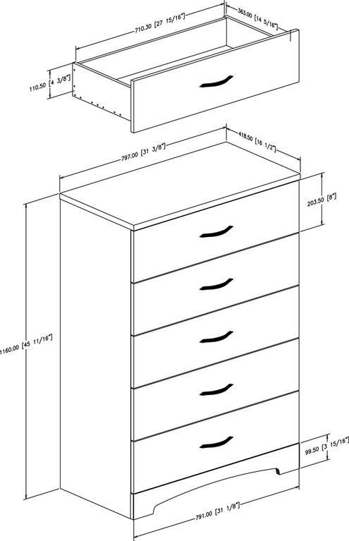 Step One Commode 5 tiroirs- Blanc solide