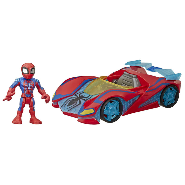 Playskool Heroes Marvel Super Hero Adventures Spider-Man Web Racer, 5-Inch Figure and Vehicle Set, Collectible Toys