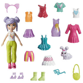 Polly Pocket Doll & 18 Accessories, Doll & Bunny Tinted-Transparent Pack