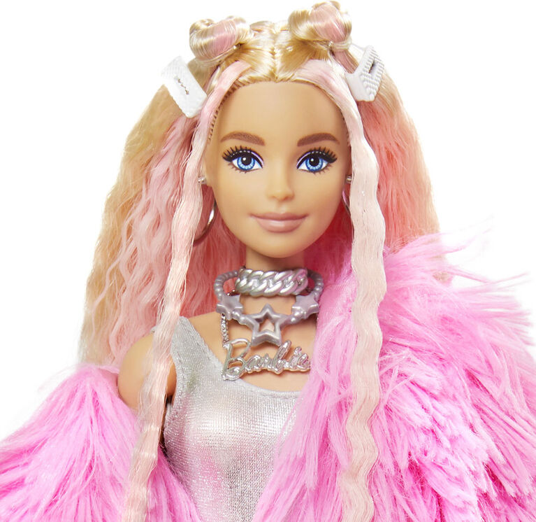 Barbie - Poupée ​Extra avec veste rose et cochon-licorne