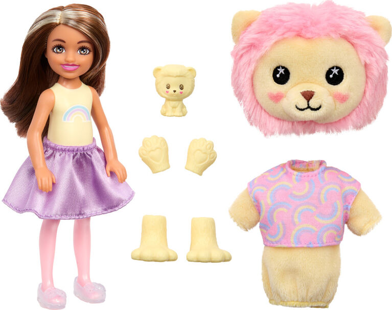 Barbie Cutie Reveal Cozy Cute Tees Series Chelsea Doll and Accessories, Plush Lion