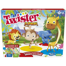 Jeu Twister Junior, tapis réversible aventure animalière, 2 jeux en 1