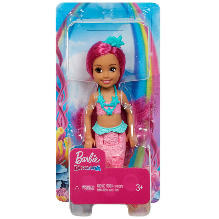 Barbie Dreamtopia Chelsea Mermaid Doll, 6.5-inch with Pink Hair and Tail