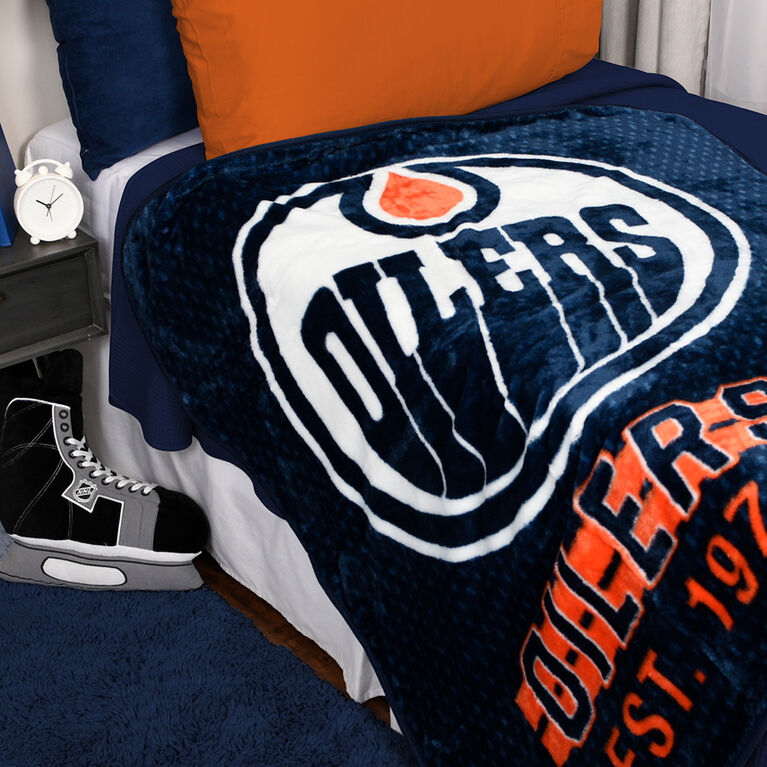 Couverture douce en peluche des Oilers de Edmonton de la LNH (40 x 50 pouces)