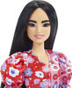 Poupée Barbie Fashionistas n°177 avec Robe Color Block à Fleurs et Manches Bouffantes