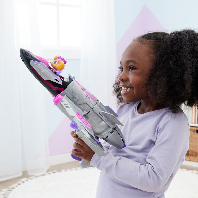 PAW Patrol : La Super Patrouille le film, Avion de sauvetage transformable avec figurine articulée Stella Super Patrouille, sons et lumières