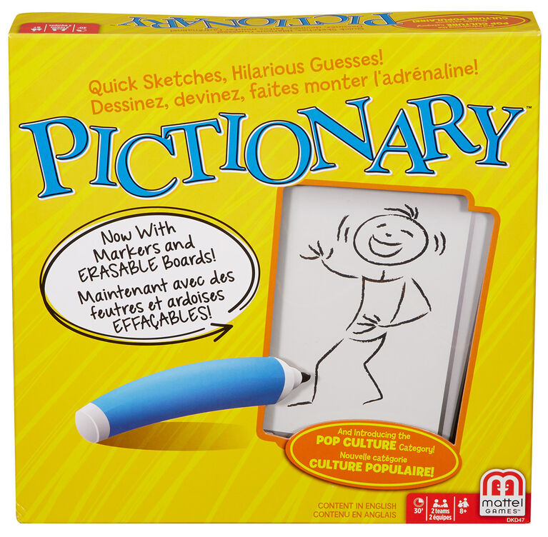 Jeu de société Pictionary - version anglaise - les motifs peuvent varier