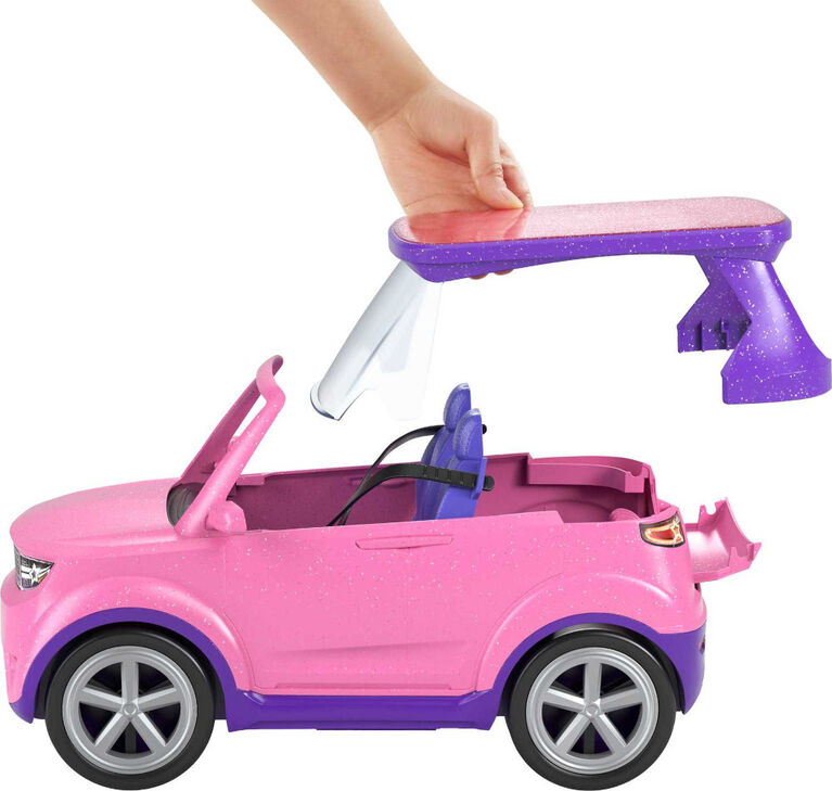 Barbie: Big City, Big Dreams Set with Pink 4x4 Convertible Vehicle that Reveals Stage, Drums and Touring Accessories