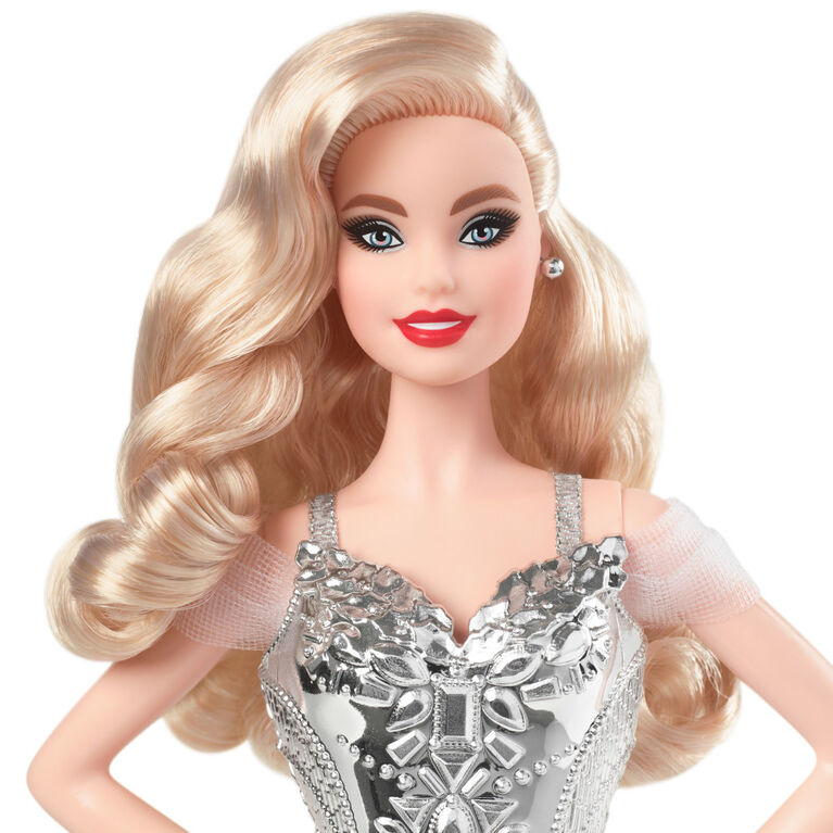 Barbie Signature 2021 Holiday Barbie Doll (12-inch, Blonde Wavy Hair) in Silver Gown