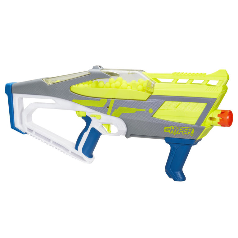 Nerf Hyper Evolve-100 Blaster, 70 Nerf Hyper Rounds, Spring-Open Instant Reload Hopper, Up To 110 FPS Velocity, Eyewear Included