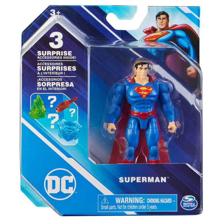 DC Comics, 4-Inch Superman Action Figure with 3 Mystery Accessories