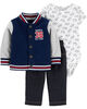 Ensemble 3 pièces cardigan de style universitaire Carter’s – marine, 6 mois