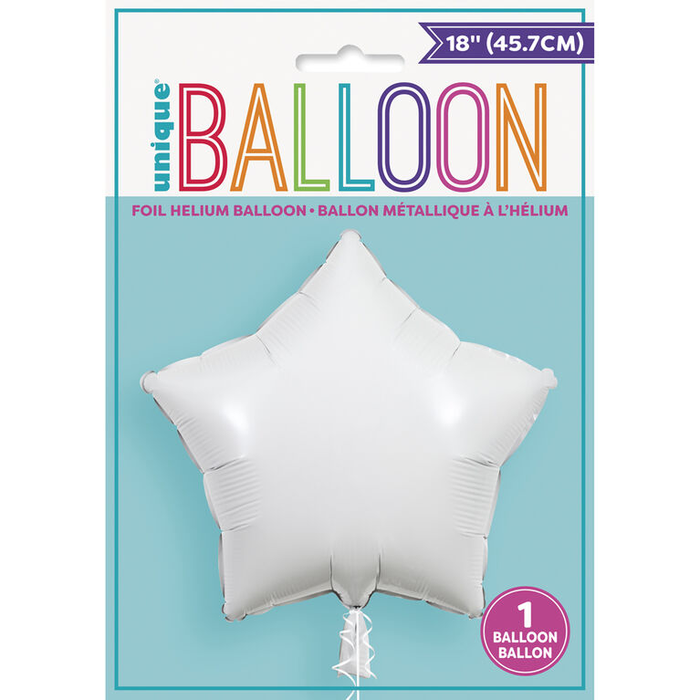 Ballon Aluminum En Forme D`Etoile 18 Po - Blanc