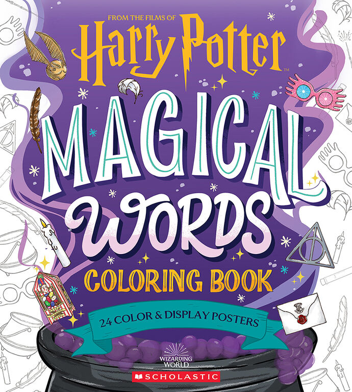 Magical Words Coloring Book: 24 Color & Frame Posters (Harry Potter) - English Edition