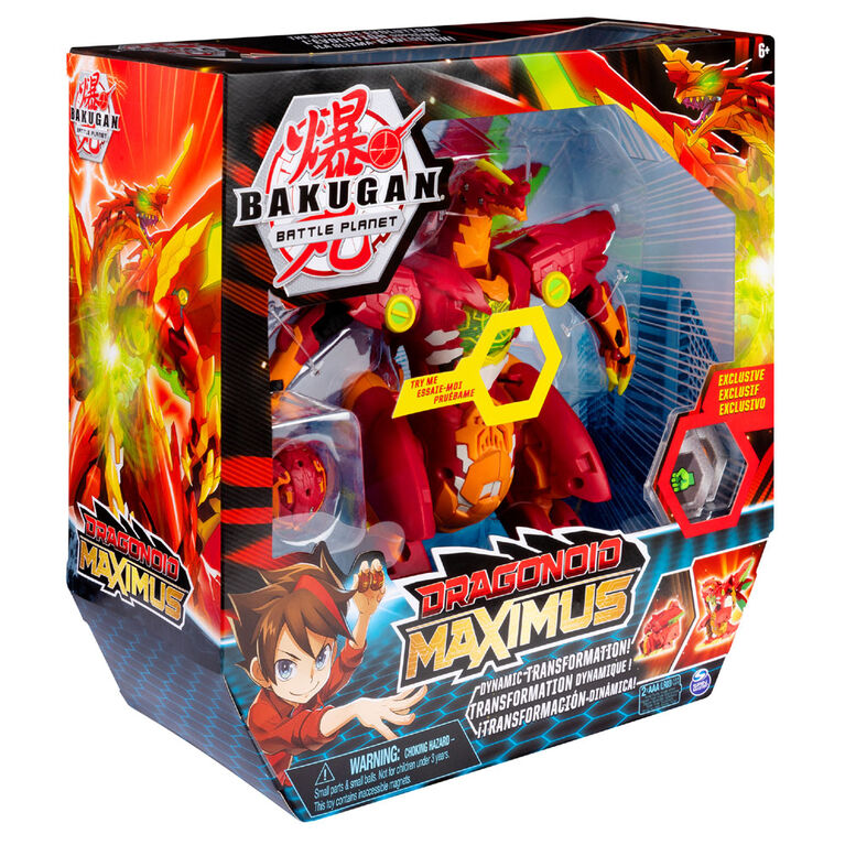 Bakugan - Figurine transformable Dragonoid Maximus de 20,3 cm avec effets sonores et lumineux.