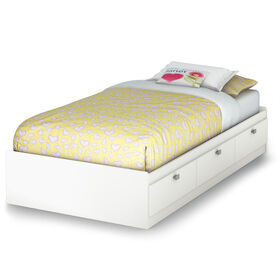 Spark Mate's Platform Storage Bed with 3 Drawers- Pure White