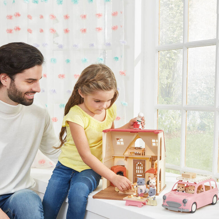 Minifourgonnette familiale de pique-nique Calico Critters, véhicule jouet pour poupées avec accessoires de pique-nique