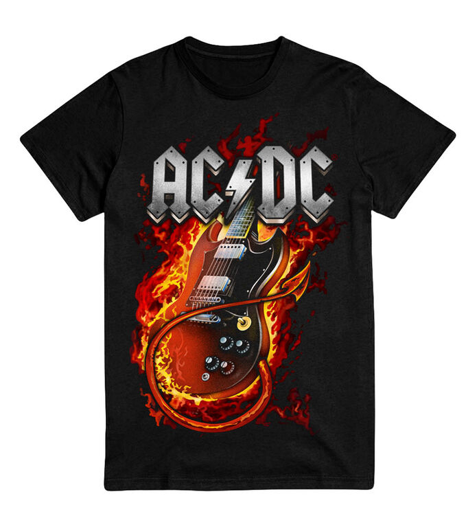 ACDC-Guitare flammes de feunoir chemise
