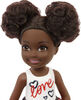 Barbie Chelsea Doll Wearing Skirt with Heart-Print and Metallic Shoes