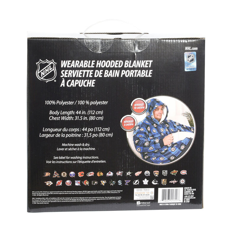 NHL Winnipeg Jets Oversized Wearable Sherpa Hooded Blanket, One Size Fits Most