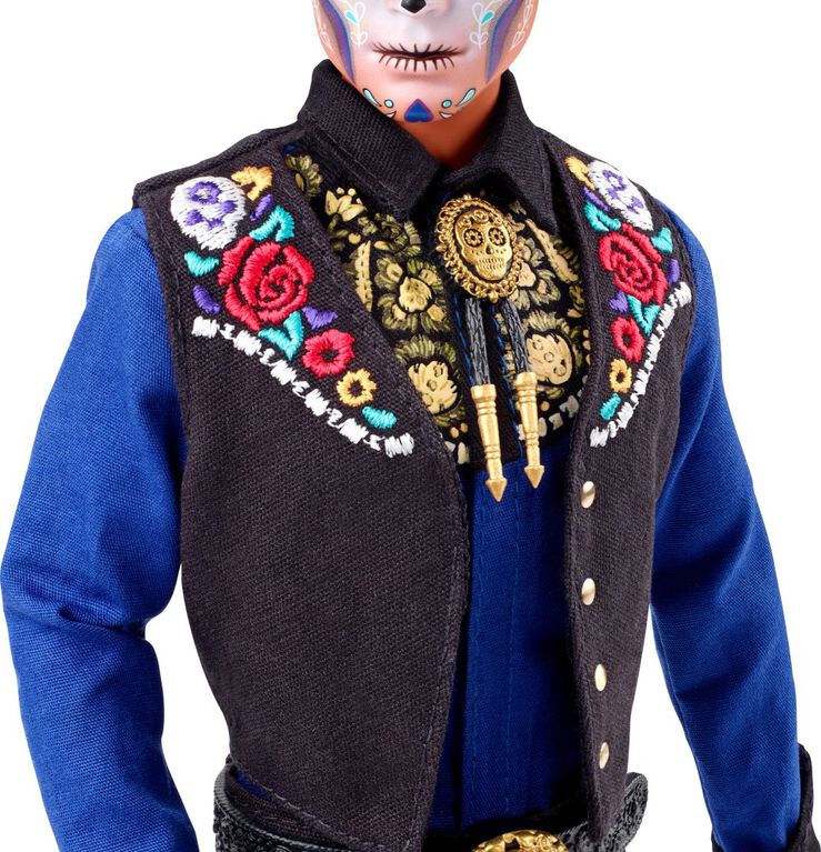 Poupée ​Barbie Ken Día de Muertos 2022, vêtue d'une chemise, d'une veste et d'un sombrero, avec maquillage au concept de crâne, cadeau pour les collectionneurs