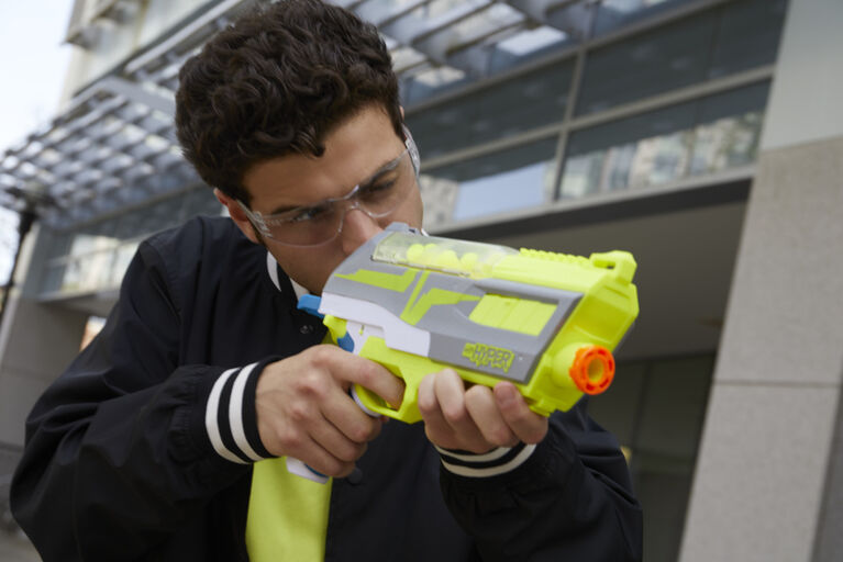 Nerf Hyper Impulse-40 Blaster, 30 Nerf Hyper Rounds, Spring-Open Instant Reload Hopper, Up To 110 FPS Velocity, Eyewear Included