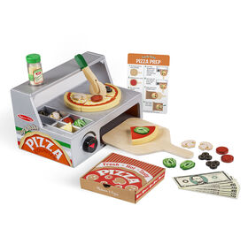 Melissa & Doug Top and Bake Wooden Pizza Counter Play Food Set - styles may vary