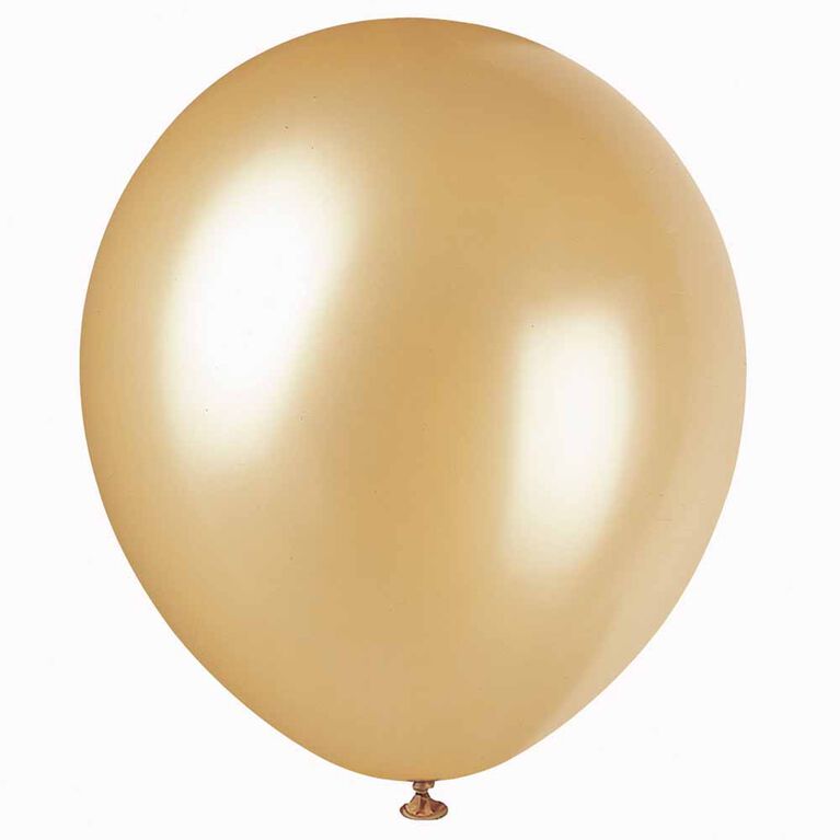 12" Latex Balloons, 8 Pieces - Gold