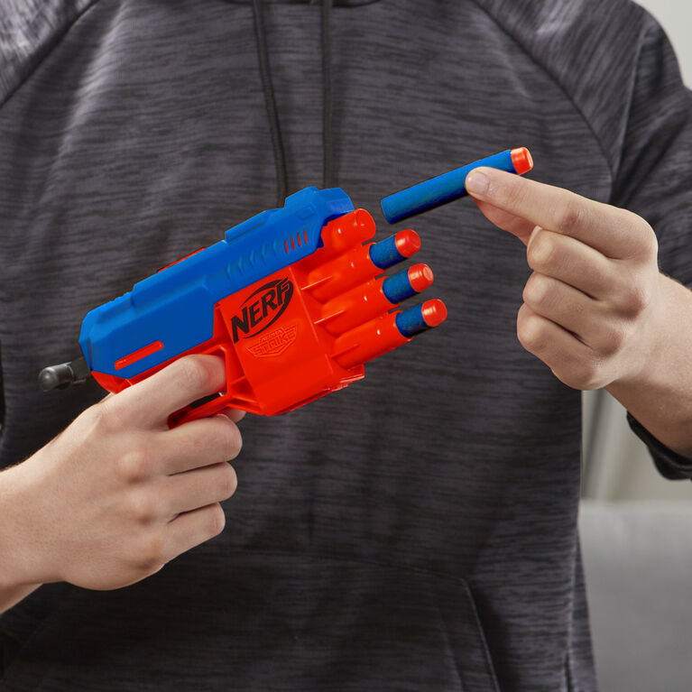 Nerf Alpha Strike Claw QS-4 Blaster and 4 Official Nerf Elite Foam Darts -- 4-Dart Blasting -- Easy Load-Prime-Fire
