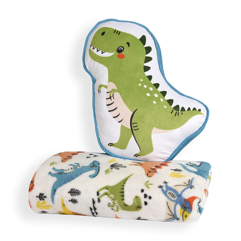 Ensemble de couverture et oreiller de dinosaure