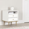 Dylane Table de chevet 2 tiroirs Blanc solide