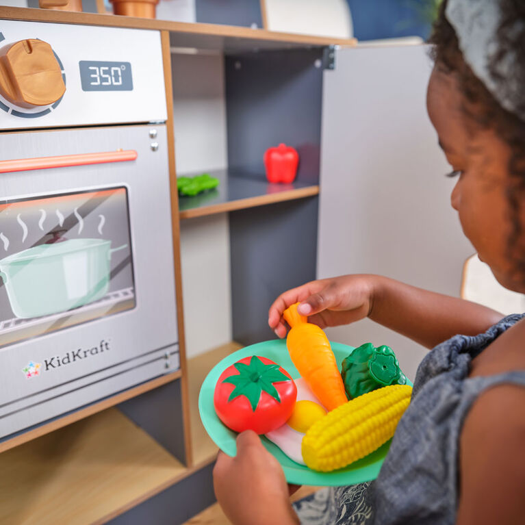 KidKraft Steam & Clean Wooden Play Kitchen with Safe Steam Technology, Lights & Sounds