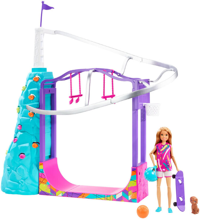 Barbie Team Stacie Extreme Sports Playset with Doll, Puppy, Gear and 5 Activities