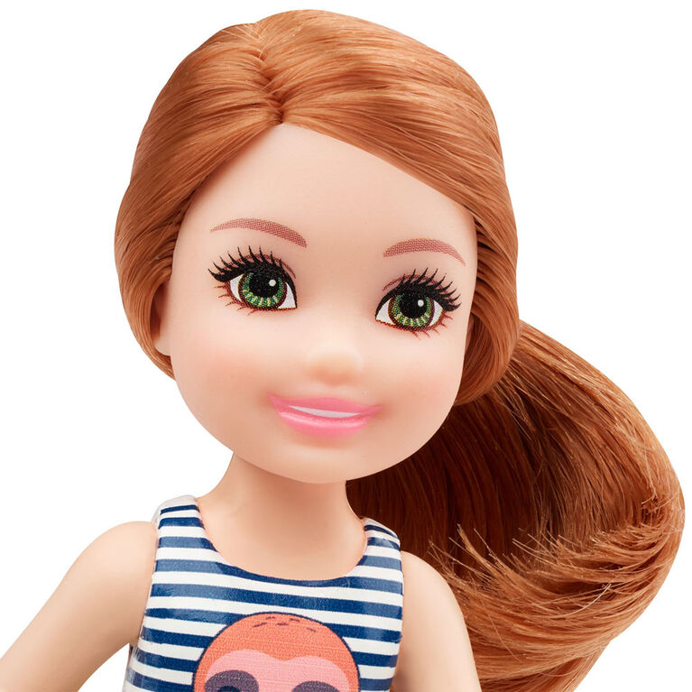 Barbie Club Chelsea Doll (6-inch) with Red Hair Sloth Graphic and Skirt