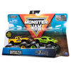 Monster Jam, Coffret de 2 véhicules authentiques Brodozer vs Gas Monkey, Monster trucks en métal moulé à l'échelle 1:64