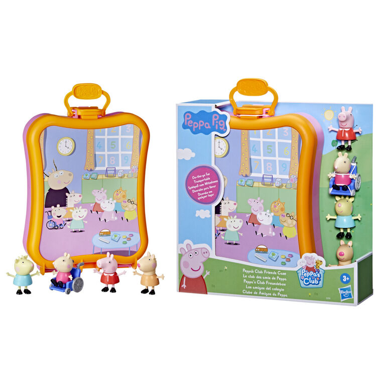 Peppa Pig Peppa's Club Friends Case Preschool Toy, Includes 4 Figures, Features Handle for On-the-Go Fun and Easy Storage