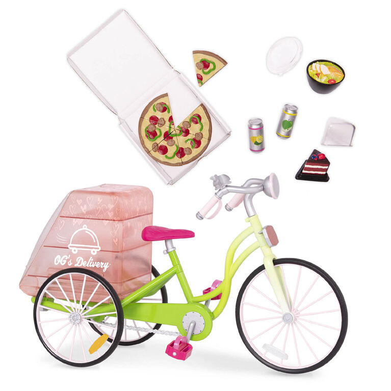 Ensemble Vélo et aliments-jouets pour poupée 46 cm, Delivery Bike, Our Generation