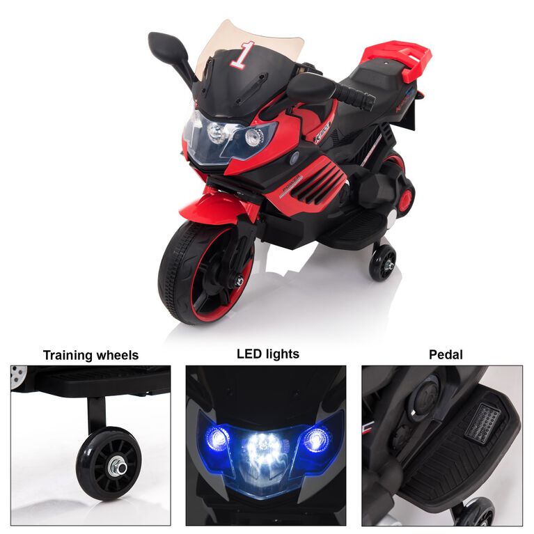 Voltz Toys Kids Motorcycle avec roue d'entraînement, rouge