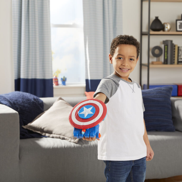 Marvel Avengers Mech Strike Captain America Strikeshot Shield Role Play Toy With 3 NERF Darts