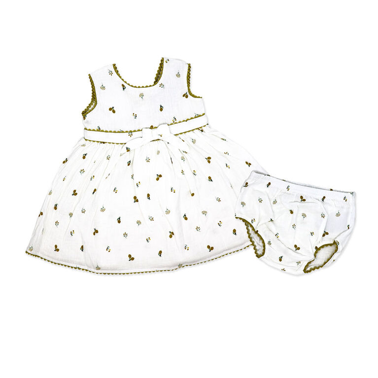 Rock a Bye Baby Muslin Cream Dress 3-6M