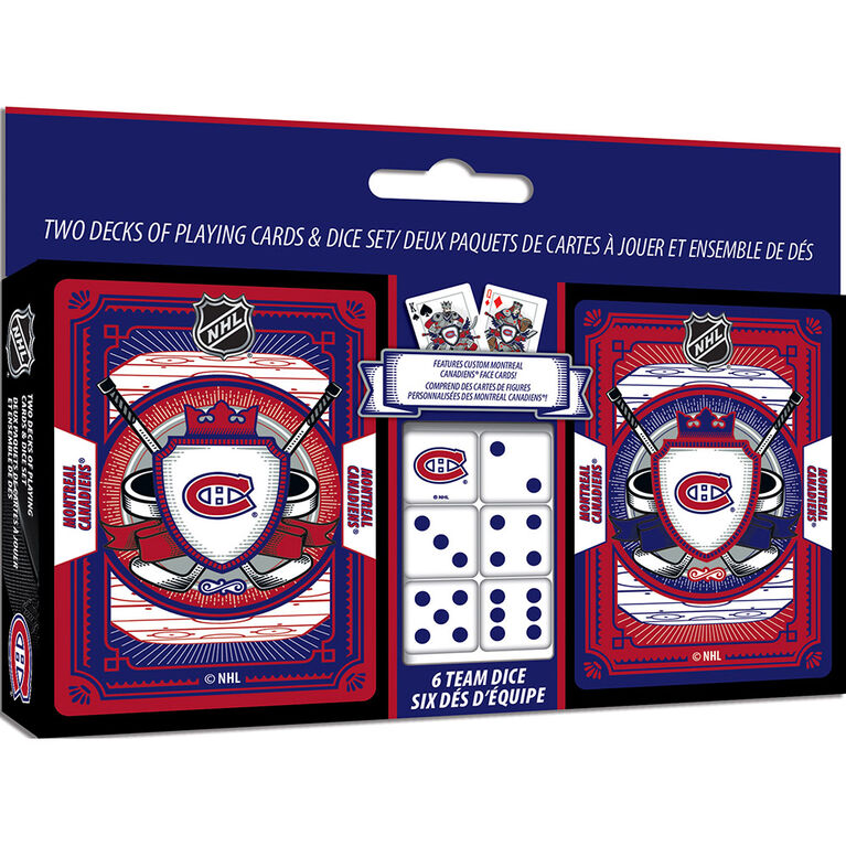 Masterpieces Puzzle Company Montreal Canadiens Two Decks Of Playing Cards & Dice Set Card Game