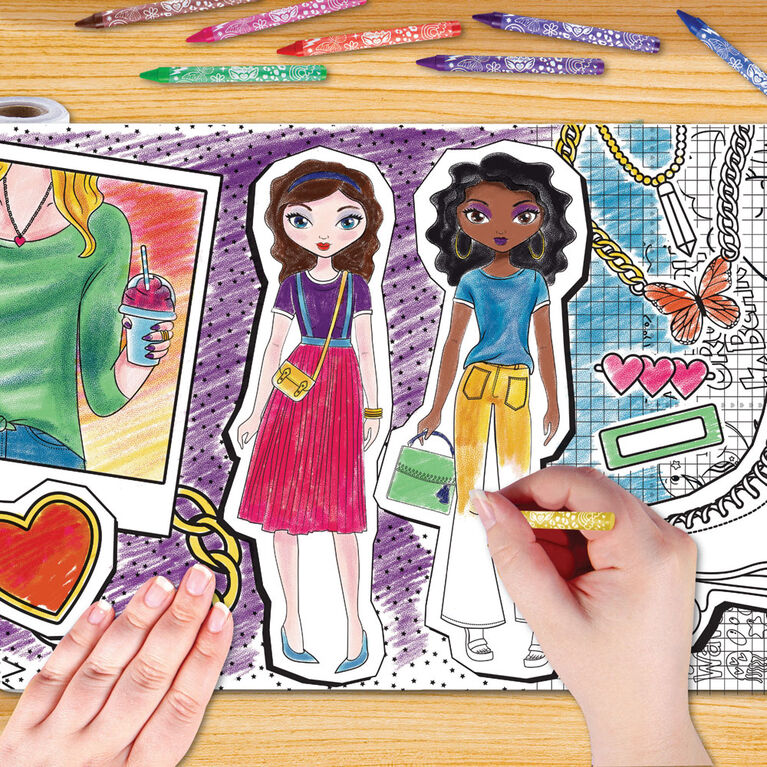 Coloring Roll w/Crayons - Fashion